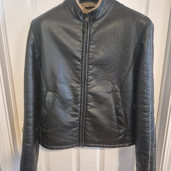 Armani Jeans Faux Shearling Motorcycle Jacket - Picture 2 of 5